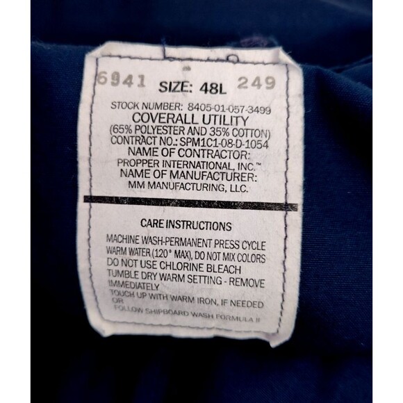 U S Nany Blue Utility Coveralls 48L Workwear Jumpsuit Mechanic Boiler Suit - Picture 5 of 12